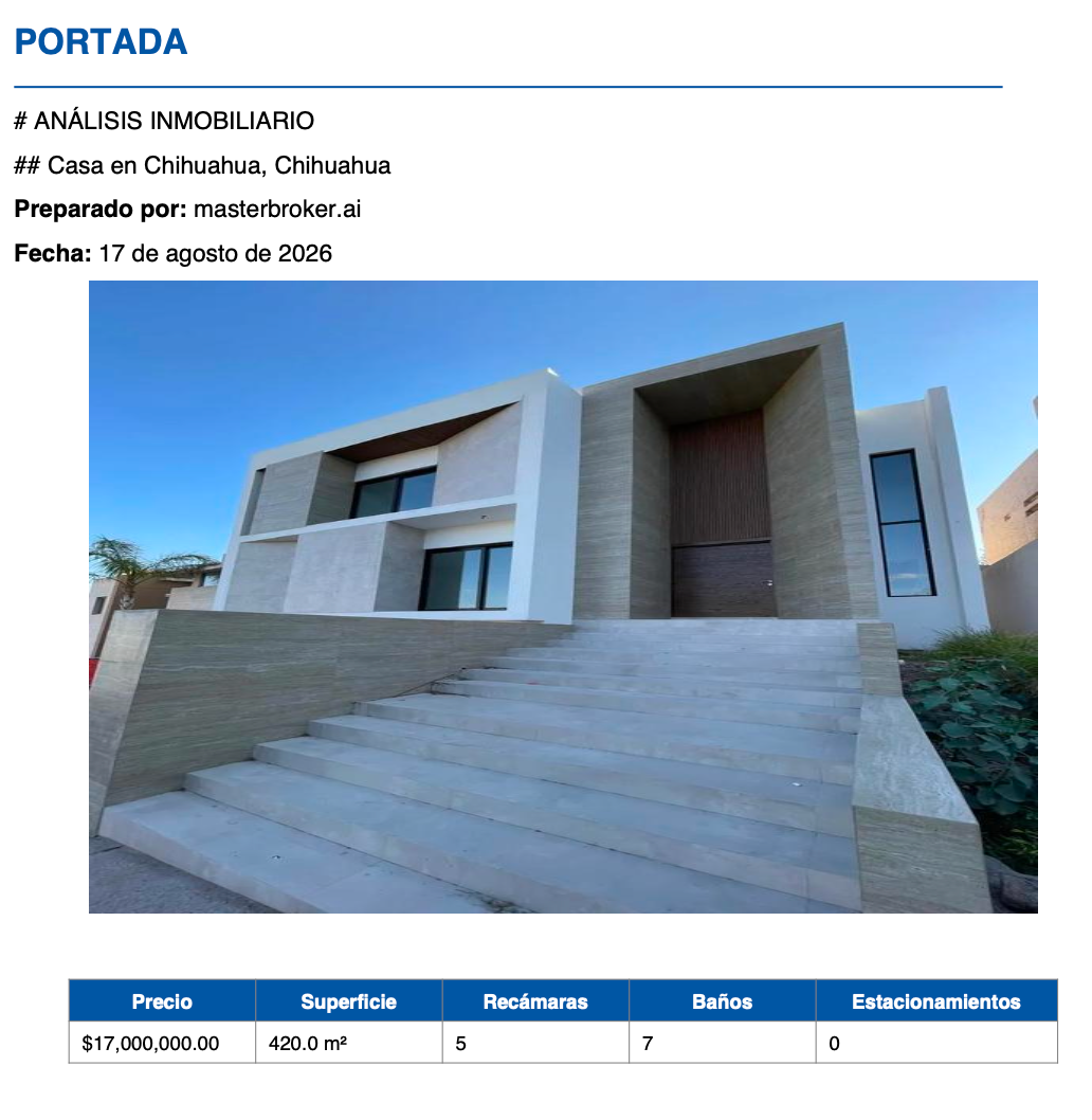 Portada de un análisis inmobiliario generado por MasterBroker.